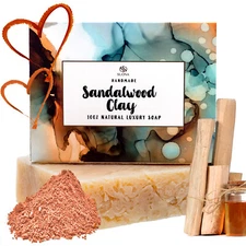 Sandalwood Body Bar Soap For Men - All Natural Goats Milk Face & Body Cleanser 