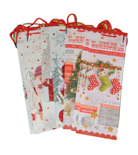 Christmas Wine Bottle Gift Bags 8 Count Holiday Single Bottle Bags New