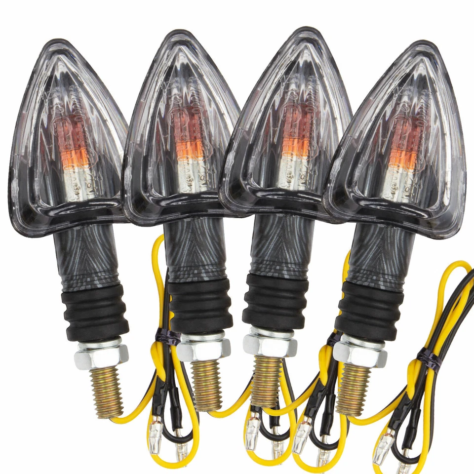 4x Motorbike Motorcycle Signal Indicators Amber Light Bulb Carbon Univerdal 12V
