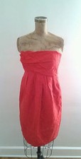 Vera Wang Lavender Label Red Linen Bustier Dress Sz 10 