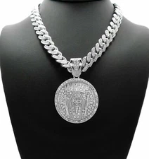 NBA YOUNGBOY 4KT Charm 13mm 16" 18" 20" 24" Iced Cuban Box Lock Chain Necklace