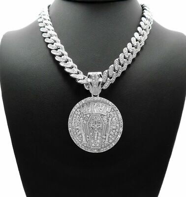 NBA YOUNGBOY 4KT Charm 13mm 16'' 18'' 20'' 24'' Iced Cuban Box Lock Chain Necklace