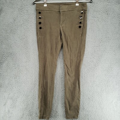Ann Taylor LOFT Womens Pants Marisa Skinny Nautical Button Detail Beige Sz 00P