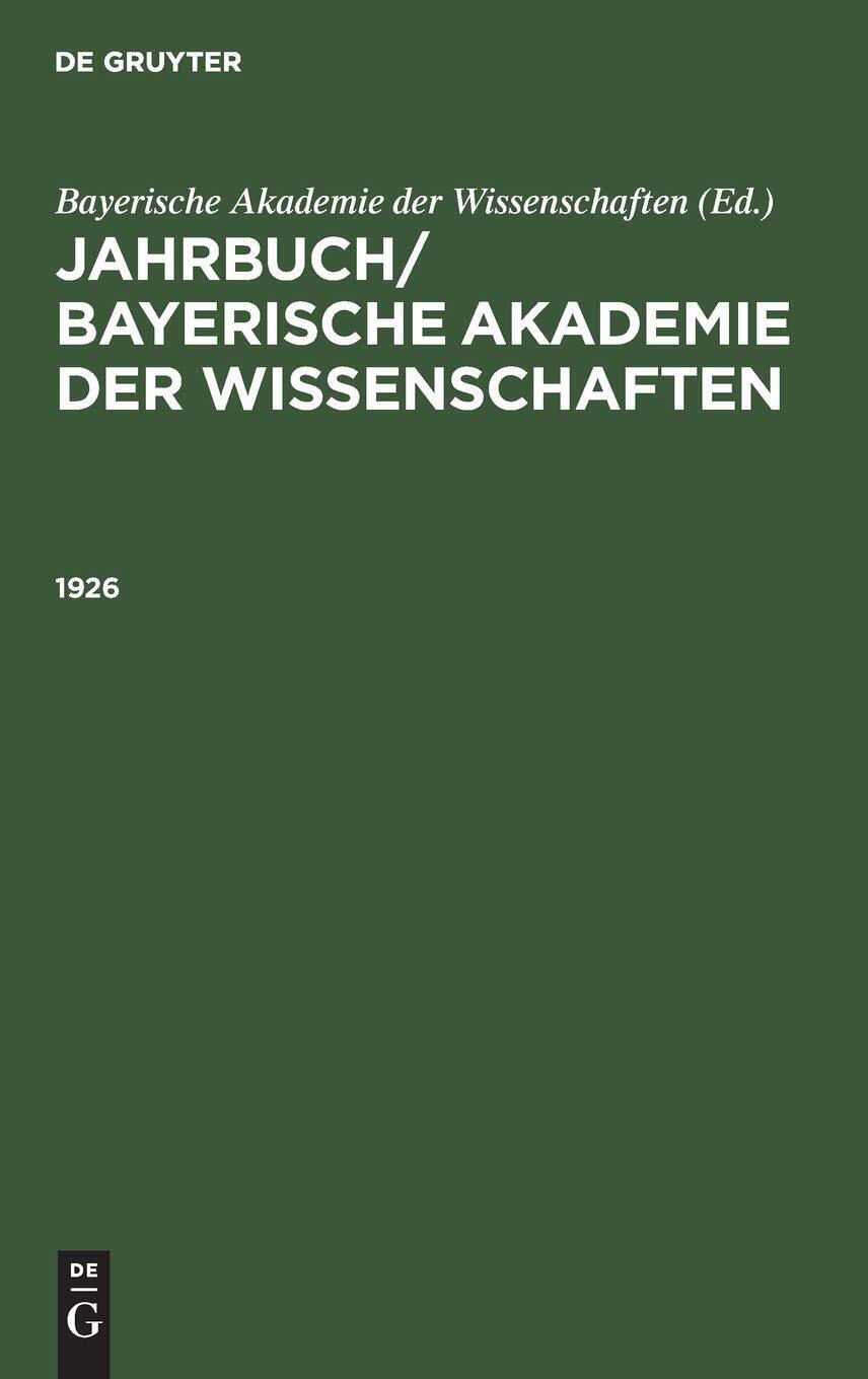 Image of Jahrbuch/ Bayerische Akademie Der Wissenschaften. 1926 HBOOK NUOVO