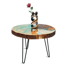 Handmade Unique Wood and Epoxy Resin Round Coffee Table ❤️