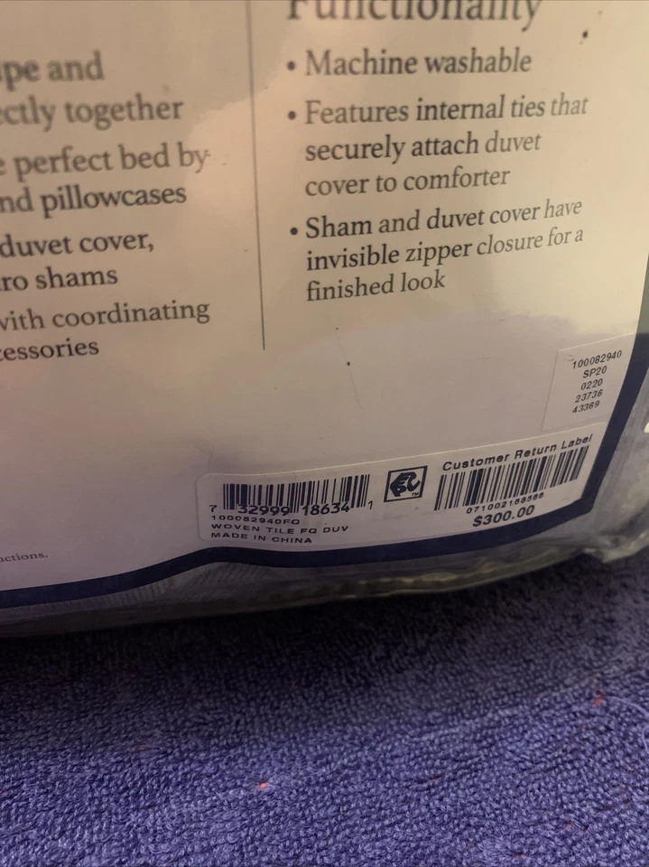 Juego completo de funda nórdica Charter Club Damask Designs azulejos tejidos/queen💫 Foto 3 de 3