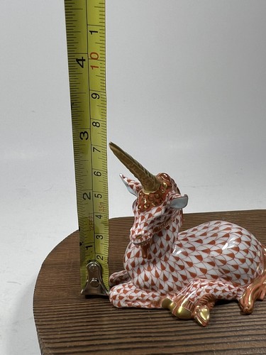 Herend Hungary Unicorn Fishnet Hand-Painted Orange Porcelain 24k Gold Accent - Picture 12 of 16