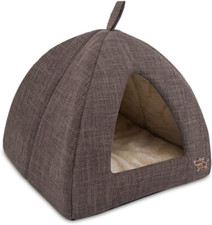 Pet Tent-Soft Bed for Dog and Cat by - Brown Linen, 19" X 19" X H:19"