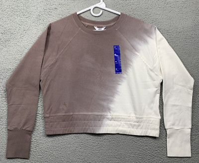 Joy Lab Women's Mocha & Cream Cropped Sweatshirt Size Medium Thumb Holes NEW NWT