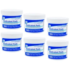 6 Pack Quality Choice Hemorrhoidal Pads Medicated Cooling Relief 100 Count Each