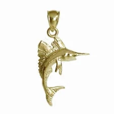 New 14k Gold Sailfish Pendant