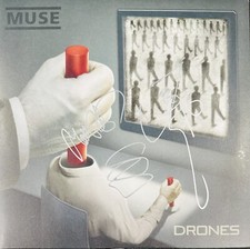 Muse Signed Album Drones Muse Autographed Record Matt Bellamy + Chris & Dominic