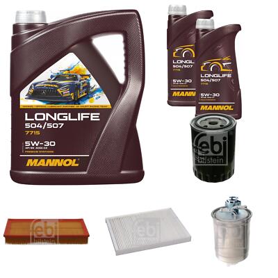 FEBI BILSTEIN Inspektionspaket 7L MANNOL Longlife 504/507 5W-30 für Seat Ibiza