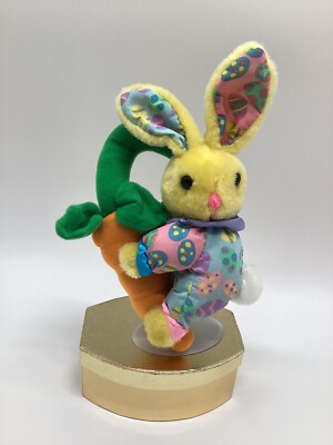 Vintage 1996 HTF Giftco Yellow Bunny Rabbit With Carrot Plush 9'' Easter Eggs 9 