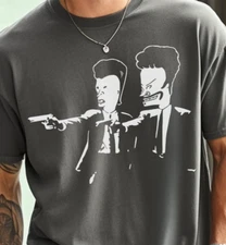 Beavis and Butthead Pulp Fiction T-Shirt Premium Vintage Black Comfort Color Tee