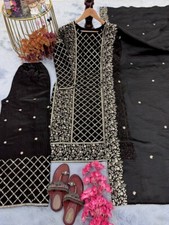 Latest Pure Fendi Silk Black Palazzo Suit With Dupatta For Women Function Wear