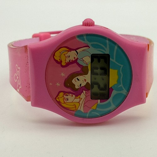 Girl's DISNEY Store Three Princesses Pink Plastic Digital LCD Watch, 26mm, Runs - Picture 4 of 7