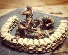 28mm WW2 Early War French - Emplaced 81mm Mortar + Crew - Bolt Action