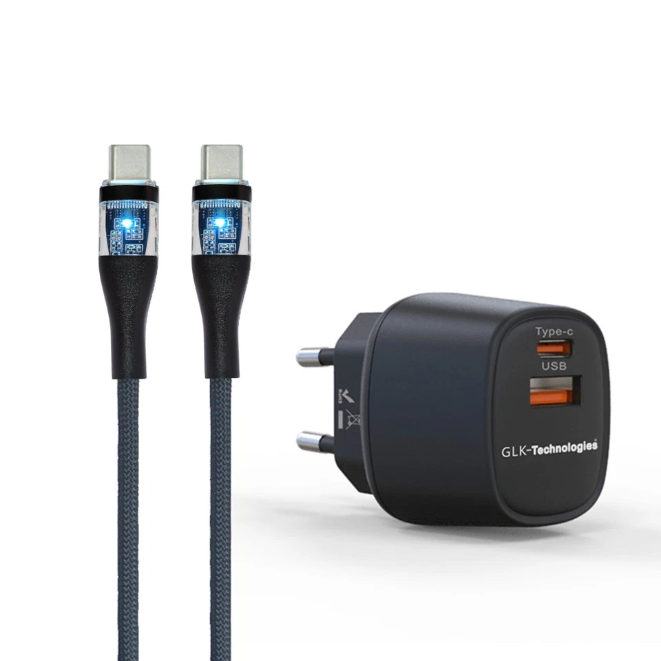 GLK 33W USB C Schnellladegerät Schwarz mit Ladekabel Universal C SAMSUNG Galaxy - Bild 1 von 4