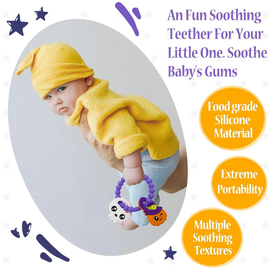 Big Spinach Pumpkin Teether Cute Ghouls Ring Teething Toy and Blind Box Silicone - Image 3 of 4