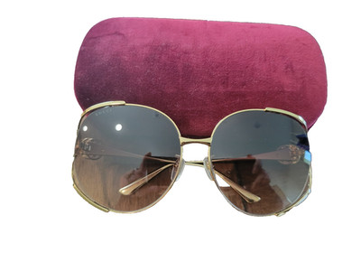 Gucci GG0225SK 002 Gradient Brown/Gold Sunglasses