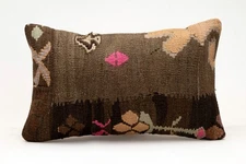 Decorative Pillow Cover, 12x20 in, Turkish Kilim Cushion, Boho Sofa Throw Pillow