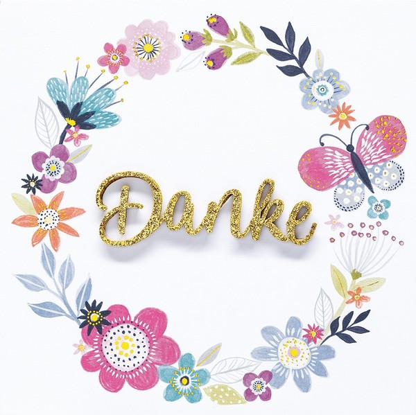 Danke - Lettering - Quadratische GlüCkwunschkarte Mit Applikation Im Format 15X1-image