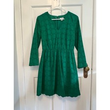 J.Crew Kelly Green Lace Eyelet V Neck Crochet Mini Dress Womens 4 3/4 Sleeve