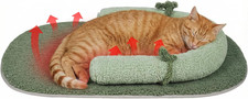 Self Warming Cat Bed Mat with Soft U-Shaped Pillow  Thickened Calming Cat Bed fo