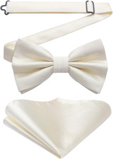 Bow Ties for Men Solid Color Pre-Tie Bow Tie and Pocket Square Set Classic Forma