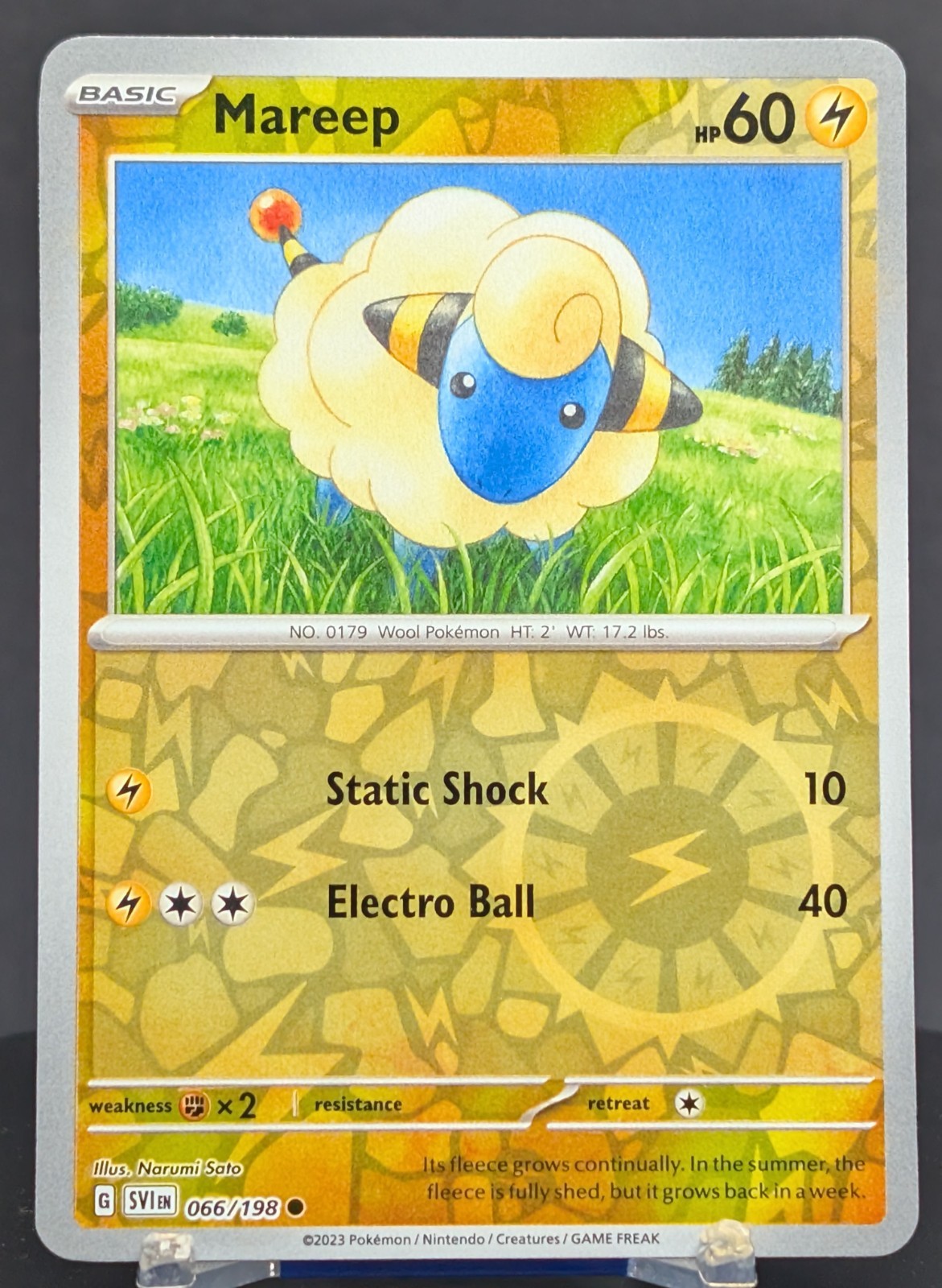 Pokemon Mareep #066/198 English SVI Scarlet & Violet Reverse Holo