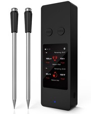 8-Sensor Smart Wireless Meat Thermometer with Touchscreen Base Built-In App...