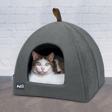 Size L Grey 1Pcs Foldable with Mat Indoor Dog Pet Tent Bed Cat Bed Cat House 