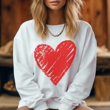 Valentine Heart Crewneck Sweatshirt, Cozy Romantic Sweatshirt