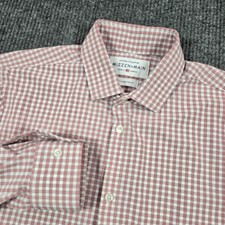 Mizzen Main Shirt Mens XL Pink Check Leeward Trim Fit Performance Stretch