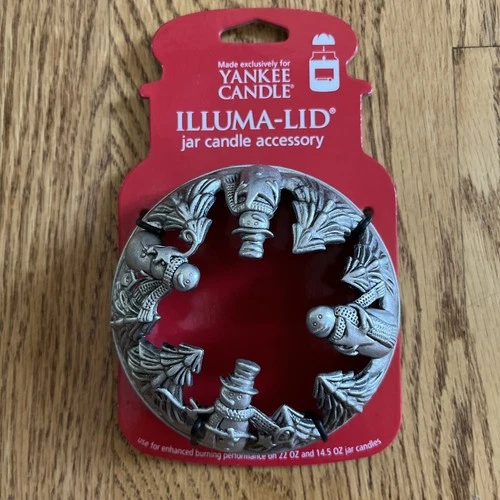 Yankee Candle Illuma-Lid Snowman Trees Silver Toned Topper 2011 NWT - product listing photo