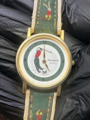 Vintage Penatech Quartz Golf Watch w/ Original Case Golf Theme Untested