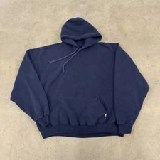 Russell Athletic Mens Navy Blue Pullover Hoodie Sweatshirt XXL 90s