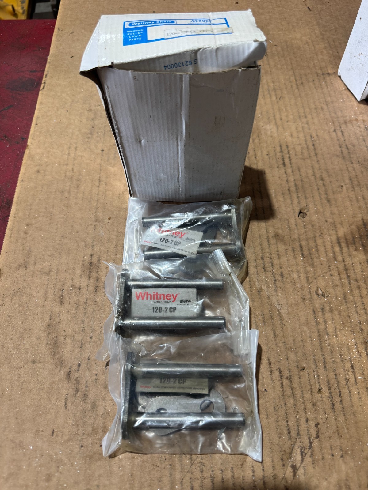 NEW BOX OF 3 WHITNEY 120-2 CP ROLLER CHAIN CONNECTING LINK 120-2 CP CL