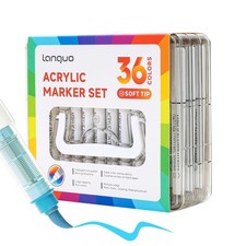 36 Colors Acrylic Paint Markers Pens Set, Soft Brush Tip Markers with Fast Dr...