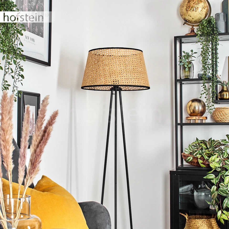 Hofstein Casalina Floor Lamp Metal/Vienna Weave/Rattan in Black/Natural - Image 2 of 4