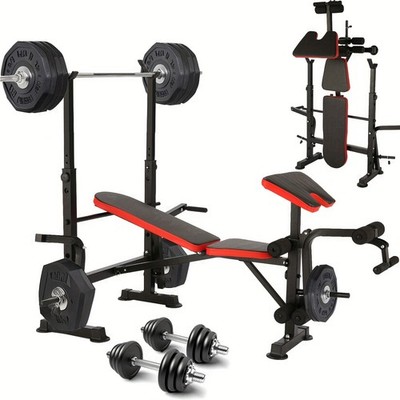 6-in-1 Adjustable Weight Bench Squat Rack 600lbs Leg Developer Preacher Curl Hom