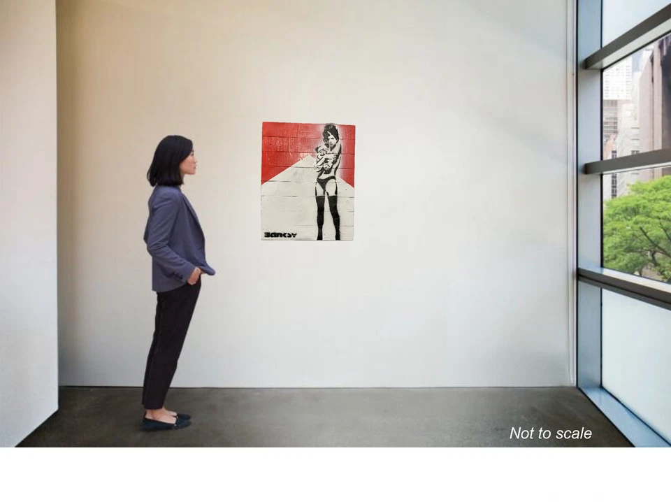 Pintura de madera original de niña de peluche Marlboro rojo arte pop graffiti Banksy Foto 2 de 4