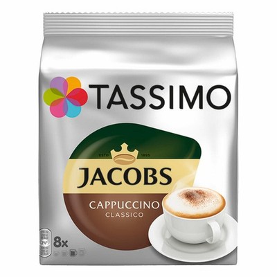 TASSIMO JACOBS Cappuccino,Kaffee, KAPSEL, Röstkaffee, 5x16 T-DISCS (8 Portionen)