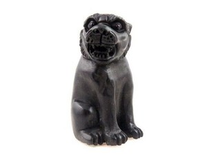 Japanese Ebony Ironwood Hand Carved Netsuke Furious Tiger Sitting Up #02282207