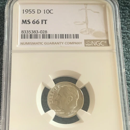1955-D Roosevelt Silver Dime MS 66 FT Full Torch NGC