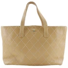 CHANEL Wild stitch Tote Bag beige Calfskin Women