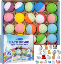 Bath Bomb Gift Set with Toys Inside, 20 Pack Organic Bath Bombs for Kids, Kids S
