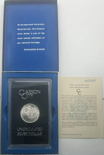 1883-CC Uncirculated Silver Morgan Dollar High Grade OGP + COA 1972 Packaging