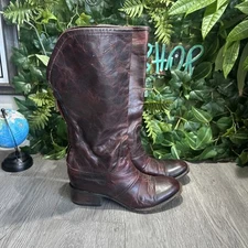 Freebird by Steven FB-Breck Women's Cherry Leather Concho Back Zipper Boots Sz 8